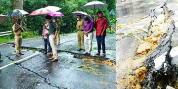 നിലയ്ക്കൽ - പമ്പ പാതയിൽ പ്ലാന്തോട് ഭാഗത്തെ വിള്ളൽ