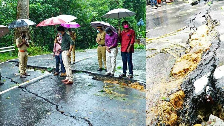 നിലയ്ക്കൽ - പമ്പ പാതയിൽ പ്ലാന്തോട് ഭാഗത്തെ വിള്ളൽ