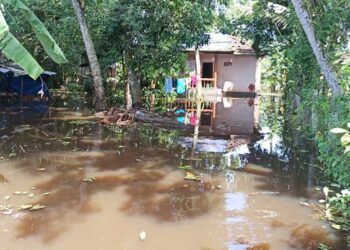 കഴിഞ്ഞ ദിവസത്തെ അപ്രതീക്ഷിത വെള്ളപ്പൊക്കത്തില്‍ മുങ്ങിയ കുട്ടനാട്ടിലെ വീടുകളിലൊന്ന്‌