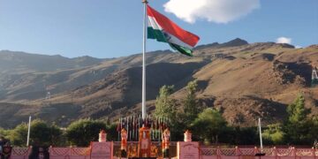 Tricolour flying high at the Kargil War Memorial at Drass,