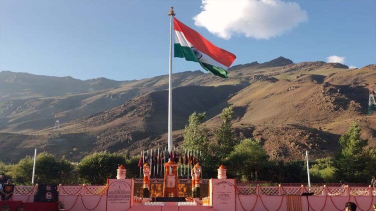 Tricolour flying high at the Kargil War Memorial at Drass,
