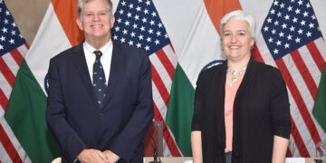 Donald L.Heflin Minister-Counselor for Consular Affairs, U.S. Embassy, New Delhi and Kathryn L. Flachsbart, Chief of Consular Services, U.S. Consulate General in Chennai a media briefing in Chennai