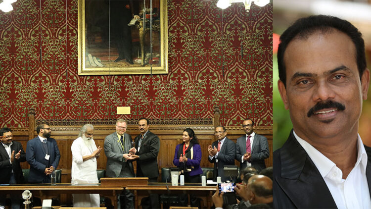British Parliment Honouring Dr. Rajasekharan Nair of Uday Samudra Group of Hotels with 'The Tourism Excellence Award' at Houses of Parliment London