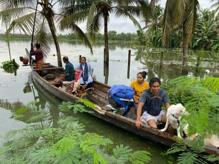 കുട്ടനാട്ടില്‍ തുരുത്തുകളില്‍ ഒറ്റപ്പെട്ടു പോയ കുടുംബങ്ങളെ വള്ളങ്ങളില്‍ ക്യാമ്പുകളിലേക്ക് മാറ്റുന്നു