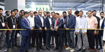 Dr K P Hussain, Chairman and Managing Director of Fathima Healthcare Group, UAE inaugurating the pavilion of KSUM at the GITEX Global in Dubai.