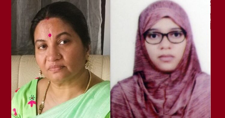 നിമിഷ ഫാത്തിമയുടെ അമ്മ ബിന്ദു (ഇടത്ത്) മതം മാറി ഐഎസില്‍ ചേര്‍ന്ന നിമിഷ ഫാത്തിമ (വലത്ത്)