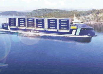 കൊച്ചിന്‍ കപ്പല്‍ശാലയില്‍ നിര്‍മാണം ആരംഭിച്ച ലോകത്തെ ആദ്യ ഗ്രീന്‍ ഹൈഡ്രജന്‍ ഫീഡര്‍ കണ്ടെയ്‌നര്‍ ഷിപ്പിന്റെ മാതൃക