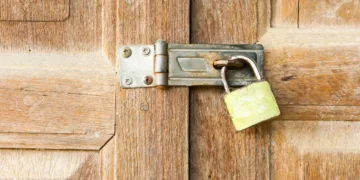 Locked wooden door,door of house