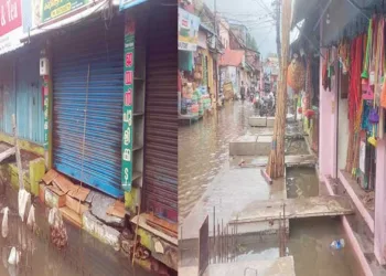 വെള്ളക്കെട്ട് മൂലം ഇടിഞ്ഞു താഴുന്ന കൊത്തുവാള്‍ തെരുവിലെ കടകള്‍, കൊത്തുവാള്‍ത്തെരുവിലെ വെള്ളക്കെട്ട്