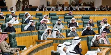 Kuwaiti lawmakers attend a parliament session at the National Assembly in Kuwait City on February 6, 2024. (Photo by YASSER AL-ZAYYAT / AFP)