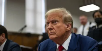 NEW YORK, NEW YORK - APRIL 30: Former U.S. President Donald Trump appears in court during his trial for allegedly covering up hush money payments at Manhattan Criminal Court on April 30, 2024 in New York City. Former U.S. President Donald Trump faces 34 felony counts of falsifying business records in the first of his criminal cases to go to trial.  (Photo by Victor J. Blue-Pool/Getty Images)