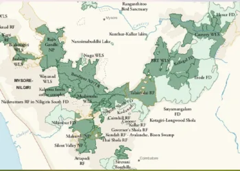 നീലഗിരി ജൈവ വൈവിദ്ധ്യ മണ്ഡലത്തിന്റെ മാപ്പ്‌