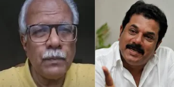 മന്ത്രി ശിവന്‍കുട്ടിയുടെ ഭാര്യാസഹോദരനും പി.ഗോവിന്ദപ്പിള്ളയുടെ മകനും മുതിര്‍ന്ന മാധ്യമപ്രവര്‍ത്തകനുമായ എം.ജി. രാധാകൃഷ്ണന്‍ (ഇടത്ത്)