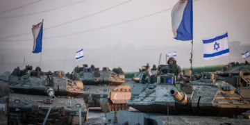 Israeli tanks moving towards Lebanon Border for land invasion