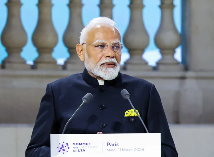 Paris, Feb 11 (ANI): Prime Minister Narendra Modi addresses the AI Action Summit, at the Grand Palais in Paris on Tuesday. (ANI Photo)