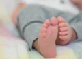 One month old baby feet