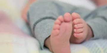 One month old baby feet