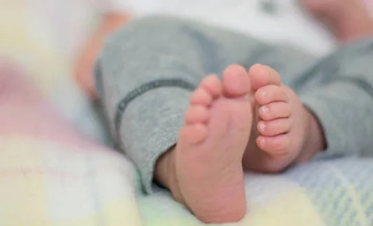 One month old baby feet