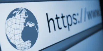 Closeup of Computer Screen With Address Bar of Web Browser