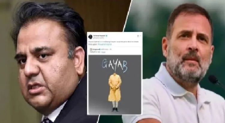 ഇമ്രാന്‍ഖാന്‍ ഭരിച്ചിരുന്നപ്പോള്‍ പാകിസ്ഥാനില്‍ മന്ത്രിയായിരുന്ന ഫവാസ് ഹുസൈന്‍ചൗധരി (ഇടത്ത്) തലയില്ലാത്ത മോദിയുടെ ചിത്രം (നടുവില്‍)