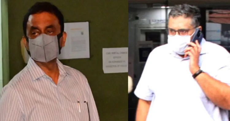 മുത്തൂറ്റ് ഇൻഷുറൻസ് ബ്രോക്കേഴ്‌സ് തട്ടിപ്പ് കേസിൽ പ്രതികളായ തോമസ് പി രാജനും രഞ്ജിത് കുമാർ രാമചന്ദ്രനും സൗത്ത് പോലീസ് സ്റ്റേഷനിൽ നിന്നും ചോദ്യം ചെയ്യലിന് ശേഷം പുറത്തു വരുന്നു