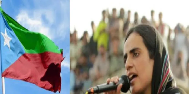 ബലൂചി സ്വാതന്ത്ര്യസമരക്കാരുടെ നേതാവായ മീര്‍ യാര്‍ ബലൂച് (വലത്ത്) ബലൂചിസ്ഥാന്‍ പതാക (ഇടത്ത്)