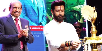 ഇന്‍ഡെക്‌സ് 2025 ന്റെ സമാപന സമ്മേളനം കേന്ദ്രമന്ത്രി ചിരാഗ് പാസ്വാന്‍ ഉദ്ഘാടനം ചെയ്യുന്നു. ലുലു ഗ്രൂപ്പ് ചെയര്‍മാന്‍ എം.എ. യൂസഫലി സമീപം