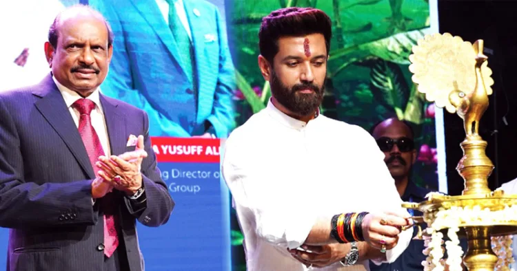 ഇന്‍ഡെക്‌സ് 2025 ന്റെ സമാപന സമ്മേളനം കേന്ദ്രമന്ത്രി ചിരാഗ് പാസ്വാന്‍ ഉദ്ഘാടനം ചെയ്യുന്നു. ലുലു ഗ്രൂപ്പ് ചെയര്‍മാന്‍ എം.എ. യൂസഫലി സമീപം
