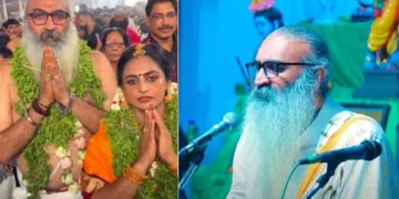ക്രിസ് വേണുഗോപാലും ദിവ്യശ്രീധറും തമ്മില്‍ ഗുരുവായൂരില്‍ 2004ല്‍ നടന്ന വിവാഹത്തിന്‍റെ ദൃശ്യം (ഇടത്ത്) ക്രിസ് വേണുഗോപാല്‍ നാരായണീയത്തിലെ ശ്ലോകം ആലപിക്കുന്നു (വലത്ത്)