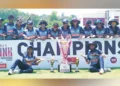 കെസിഎ പിങ്ക് ട്വന്റി20 ക്രിക്കറ്റ് ജേതാക്കളായ പേള്‍സ് ടീം കിരീടവുമായി