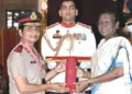 രാഷ്ട്രപതി ഭവനില്‍ നടന്ന ചടങ്ങില്‍ ദേശീയ ഫ്ളോറന്‍സ് നൈറ്റിംഗേല്‍ പുരസ്‌കാരം രാഷ്ട്രപതി ദ്രൗപദി മുര്‍മുവില്‍ നിന്ന് മിലിറ്ററി നഴ്സിങ് സര്‍വീസ് അഡീ. ഡയറക്ടര്‍ ജനറല്‍ മേജര്‍ ജനറല്‍ പി.ഡി. ഷീന ഏറ്റുവാങ്ങുന്നു. തൃശൂര്‍ മാള സ്വദേശിയാണ്‌