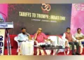താരിഫ്‌സ് ടു ട്രെയംഫ് സെമിനാറില്‍ സ്വദേശി ജാഗരണ്‍മഞ്ച് ദേശീയ കണ്‍വീനര്‍ സിഎ സുന്ദരം രാമാമൃതം മുഖ്യ പ്രഭാഷണം നടത്തുന്നു