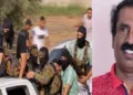 രവിചന്ദ്രന്‍ സി (വലത്ത്) ഹമാസ് തീവ്രവാദികള്‍ ഇസ്രയേലില്‍ ആക്രമണം നടത്തുന്നു (ഇടത്ത്)