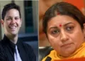 അമേരിക്കയിലെ ബെര്‍ക്കിലിയിലെ കാലിഫോര്‍ണിയ യൂണിവേഴ്സിറ്റിയിലെ പ്രൊഫ. യാനിവ് കോഞ്ചിച്കി(ഇടത്ത്) സ്മൃതി ഇറാനി (വലത്ത്)