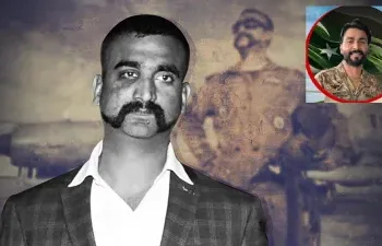 അഭിനന്ദൻ വർത്തമാനും പാക്കിസ്ഥാനി മേജർ മോയിസ് അബ്ബാസും (ബോക്സിൽ)