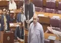 പാകിസ്ഥാന്‍ പീപ്പിള്‍സ് പാര്‍ട്ടി നേതാവ് ബിലാവല്‍ ഭൂട്ടോ (ഇടത്ത്) പാകിസ്ഥാന്‍ പാര്‍ലമെന്‍റിലെ പ്രതിപക്ഷഎംപിമാര്‍ (വലത്ത്)