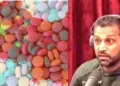 അമേരിക്കയുടെ കുറ്റന്വേഷണ ഏജന്‍സിയായ എഫ് ബിഐയുടെ ഡയറക്ടറായ കാഷ് പട്ടേല്‍  (വലത്ത്) ഫെന്‍റനില്‍ ഡ്രഗ്സ് (ഇടത്ത്)