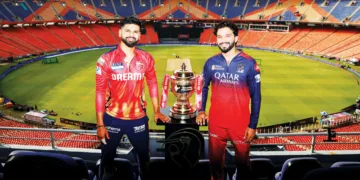 അഹമ്മദാബാദ് സ്‌റ്റേഡിയത്തില്‍ ഐപിഎല്‍ കിരീടത്തിനിരികെ പഞ്ചാബ് കിങ്‌സ് ക്യാപ്റ്റന്‍ ശ്രേയസ് അയ്യരും റോയല്‍ ചലഞ്ചേഴ്‌സ് ബെംഗളൂരു ക്യാപ്റ്റന്‍ രജത്ത് പാട്ടീദറും