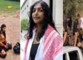 മേഘ വെമൂരി (നടുവില്‍ ) പഹല്‍ഗാമില്‍ പാക് ഭീകരരുടെ വെടിയേറ്റ് മരിച്ച യുവാവിന് അടുത്ത് ഇരിക്കുന്ന ഭാര്യ (ഇടത്ത്) 2023ല്‍ ഇസ്രയേലിലേക്ക് അതിക്രമിച്ച് കയറി ഇസ്രയേല്‍ പൗരന്മാരെ വെടിവെച്ച് കൊല്ലാനെത്തിയ ഹമാസ് ഭീകരര്‍ (വലത്ത്)