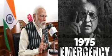 1975ല്‍ അടിയന്തരാവസ്ഥ ഏര്‍പ്പെടുത്തിയ ഇന്ദിരാഗാന്ധി (വലത്ത്)