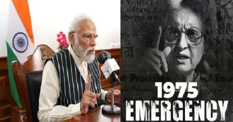 1975ല്‍ അടിയന്തരാവസ്ഥ ഏര്‍പ്പെടുത്തിയ ഇന്ദിരാഗാന്ധി (വലത്ത്)