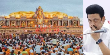 മധുരയിലെ തിരുപ്പുറകുണ്ഡ്രത്തില്‍ നടന്ന മുരുക മഹാസമ്മേളനത്തില്‍ നിന്ന് (ഇടത്ത്)