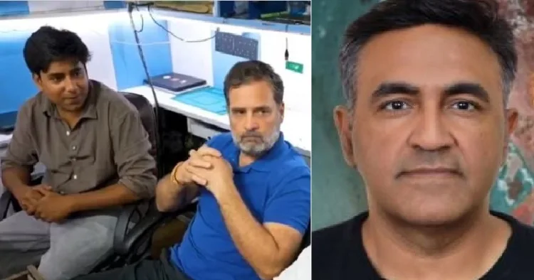 പ്രകാശ് ദഡ് ലാനി (വലത്ത്) രാഹുല്‍ ഗാന്ധി ടെക്നീഷ്യന്‍മാരോട് സംസാരിക്കുന്നു (ഇടത്ത്)