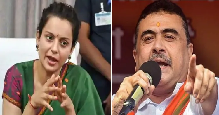 കങ്കണ (ഇടത്ത്) സുവേന്ദു അധികാരി (വലത്ത്)