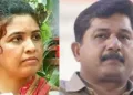 സ്വരാജിന്‍റെ ഭാര്യ സരിത (ഇടത്ത്) സ്വരാജ് (വലത്ത്)