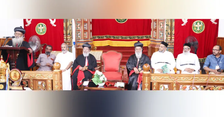 കോട്ടയം പഴയ സെമിനാരിയില്‍ എംഡി സ്‌കൂള്‍ സ്ഥാപക സ്മൃതിസംഗമം ഉദ്ഘാടനം ചെയ്ത് ഓര്‍ത്തഡോക്‌സ് സഭാധ്യക്ഷന്‍ ബസേലിയോസ് മാര്‍ത്തോമ്മാ മാത്യൂസ് തൃതീയന്‍ കാതോലിക്കാ ബാവാ സംസാരിക്കുന്നു