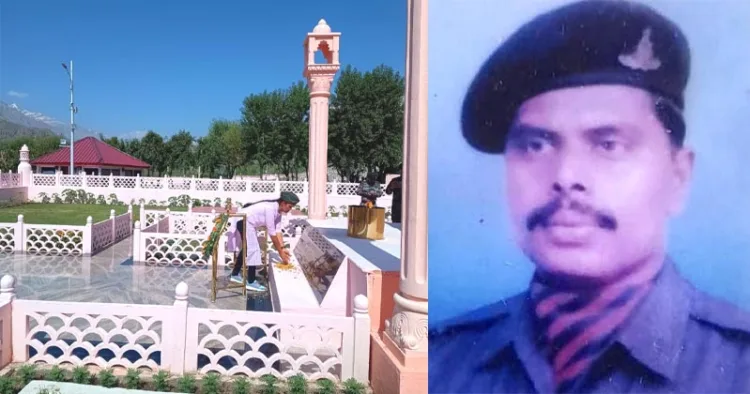 കാര്‍ഗില്‍ യുദ്ധസ്മാരകത്തില്‍ ആദരവ് അര്‍പ്പിക്കുന്ന മേജര്‍ അമ്പിളി ലാല്‍ കൃഷ്ണ, ലാന്‍സ് നായിക്ക് സന്തോഷ് കുമാര്‍