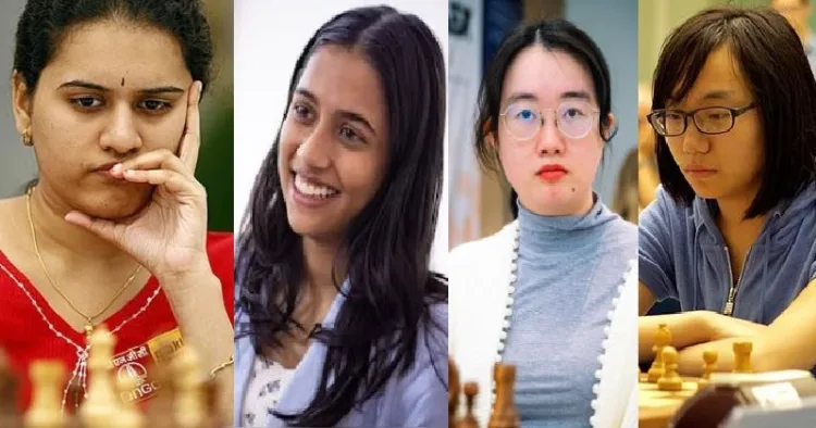 ഇന്ത്യയുടെ കൊനേരു ഹംപി, ദിവ്യ ദേശ്മുഖ്, ചൈനയുടെ ടാന്‍ സോംഗി, ലെയ് ടിംഗ്ജി (ഇടത്ത് നിന്നും വലത്തോട്ട്)