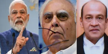 കപില്‍ സിബല്‍ (നടുവില്‍) ജസ്റ്റിസ് യശ്വന്ത് വര്‍മ്മ (വലത്ത്)