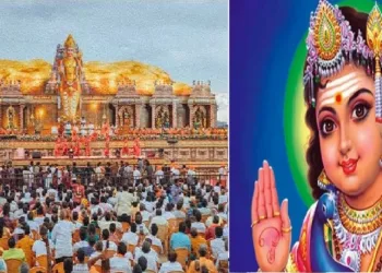 തമിഴ്നാട്ടിലെ മധുരൈയ്ക്കടുത്തുള്ള തിരുപ്പുറകുണ്ഡ്രത്തില്‍ നടന്ന മുരുക മഹാസമ്മേളനം (ഇടത്ത്)